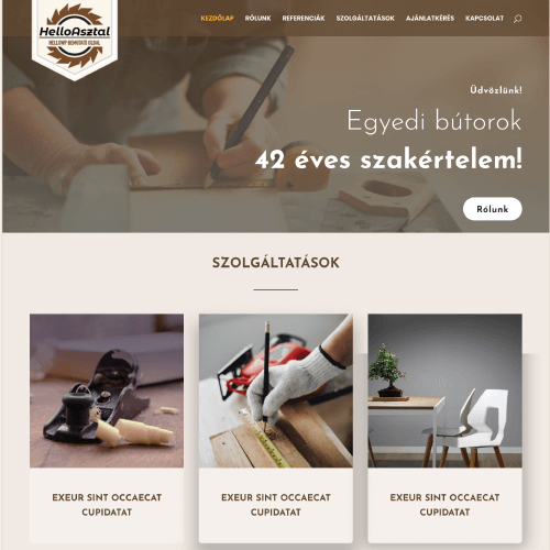 HelloAsztal - weboldal asztalosoknak