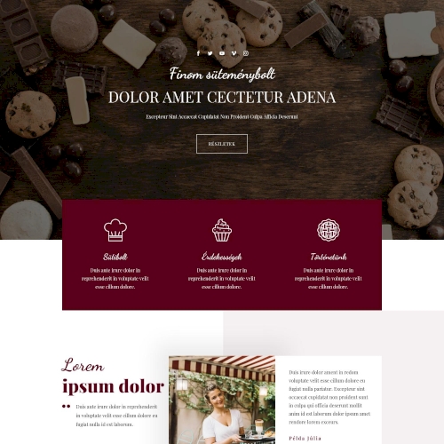 Cukrászda – Weboldal terv Divi-hez
