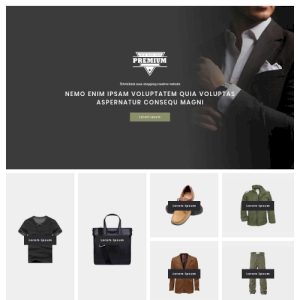 Férfi divat webshop – Weboldal terv Divi-hez