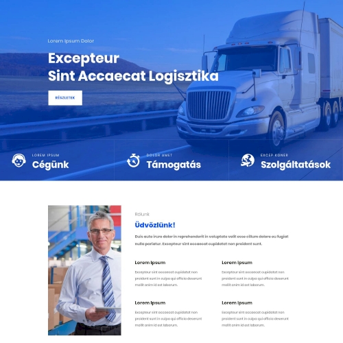 Logisztika – Weboldal terv Divi-hez