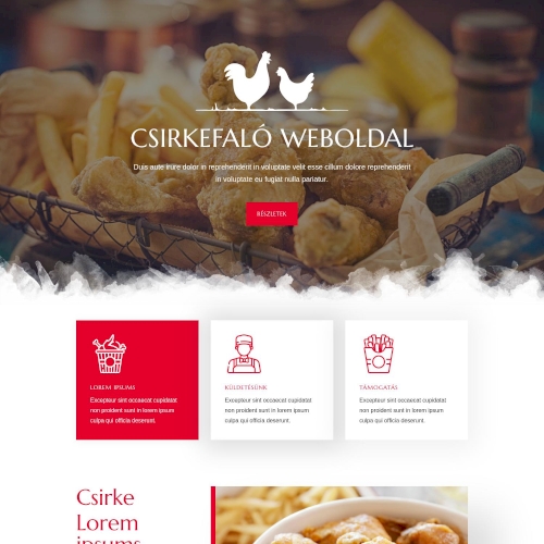 Sült csirke – Weboldal terv Divi-hez