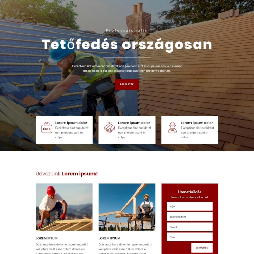 Tetőfedő Bádogos – Weboldal terv Divi-hez