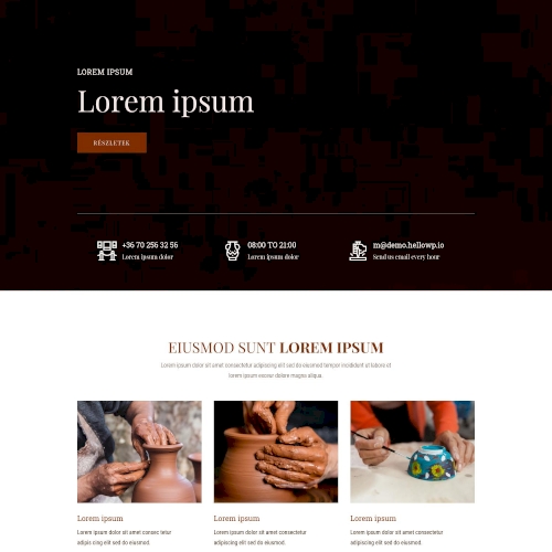 Kerámiaműves – Weboldal terv Divi-hez