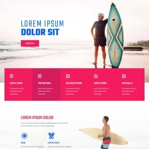 Szörf iskola – Weboldal terv Divi-hez