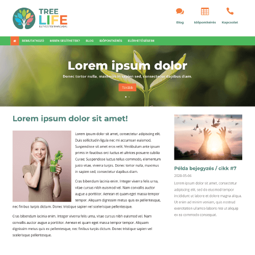 Életvezetési tanácsadó weboldal + időpontfoglalás